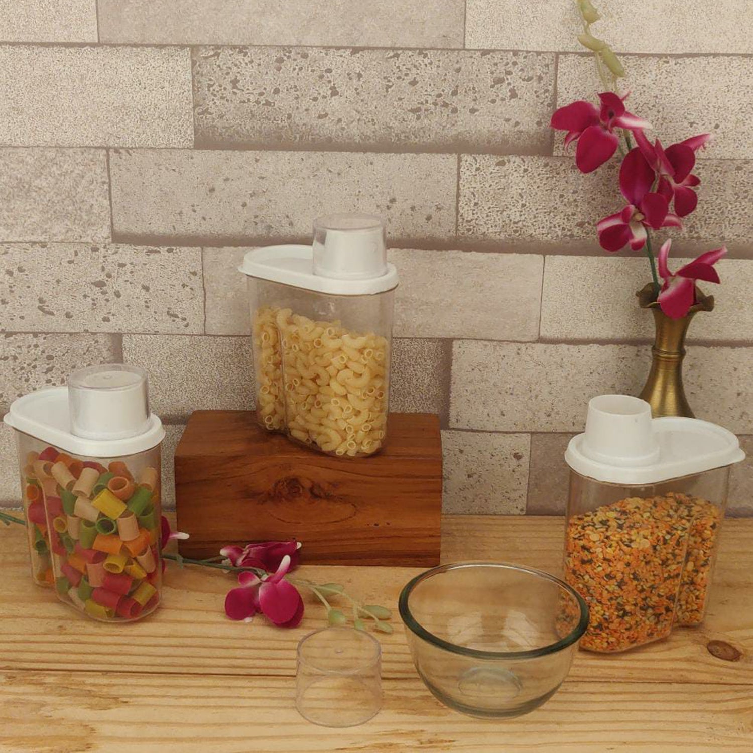 2760 3 Pc Cereal Dispenser 750 ML For Storing And Serving Of Cereal And All Stuffs. freeshipping - DeoDap 2760 3 Pc Cereal Dispenser 750 ML For Storing And Serving Of Cereal And All Stuffs. freeshipping - DeoDap